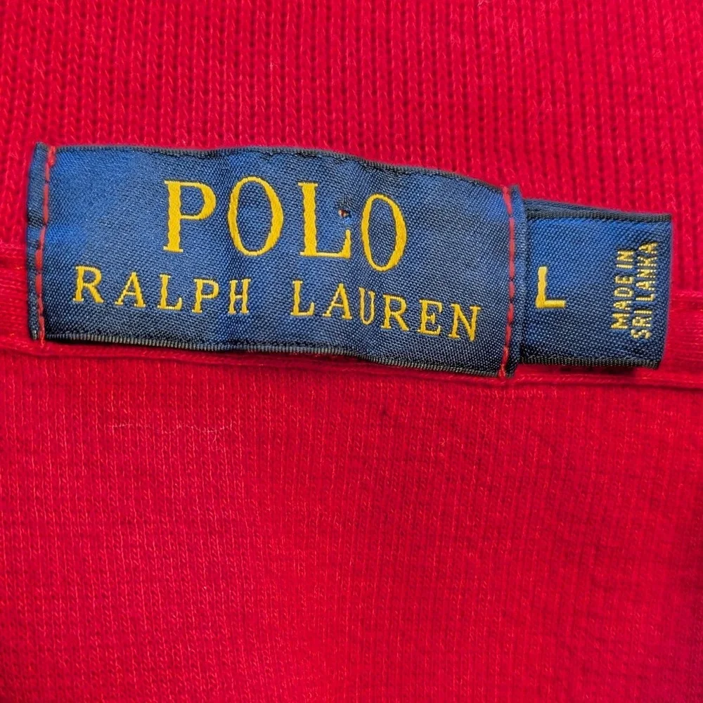 Polo Ralph Lauren Mens Red 100% Cotton Quarter Zip Pullover Sweater Size Large